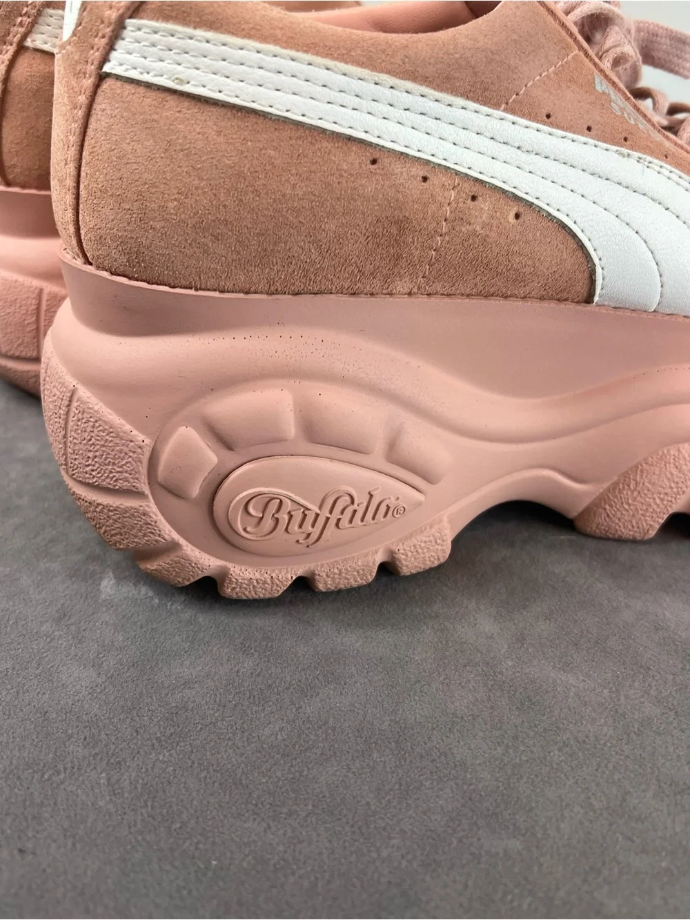 Puma Pink Suede Platform Sneakers with White Formstrip